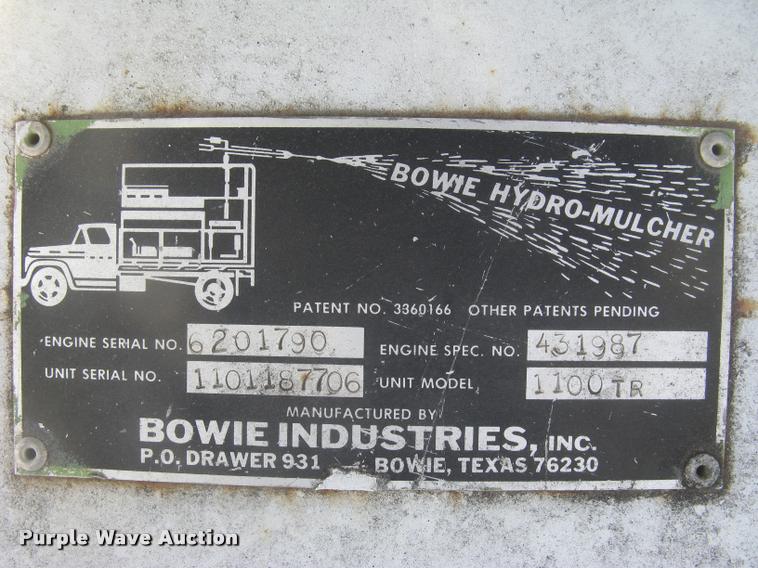 image for item L3939 1987 Bowie 1100TR hydromulcher