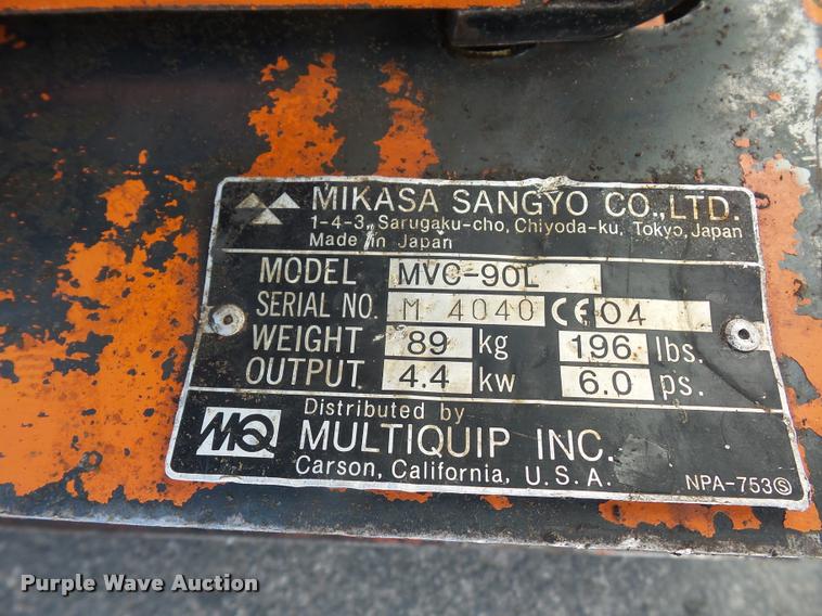 image for item L4595 Multi Quip MVC-90L plate compactor