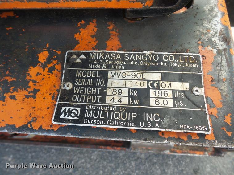 image for item L4595 Multi Quip MVC-90L plate compactor