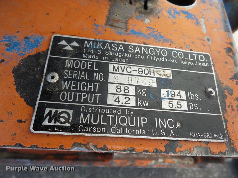 image for item L4596 Multi Quip MVC-90H plate compactor