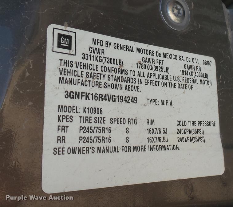 image for item DA0436 1997 Chevrolet Suburban K1500 SUV