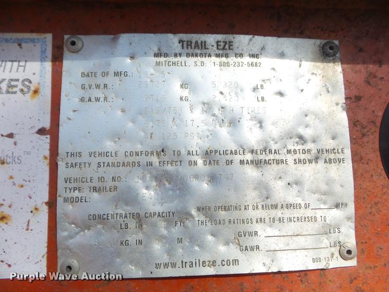 image for item DA7700 2005 Trail-Eze TE401 tilt deck trailer