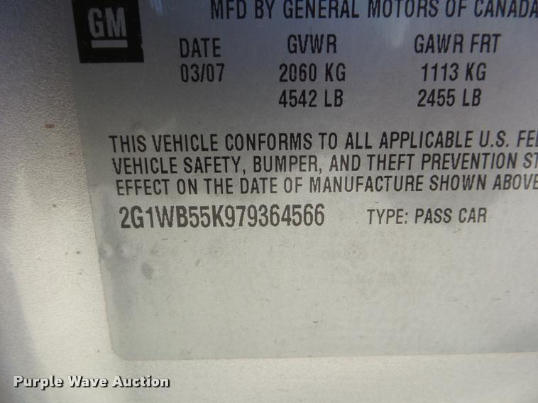 image for item DA7702 2007 Chevrolet Impala LS