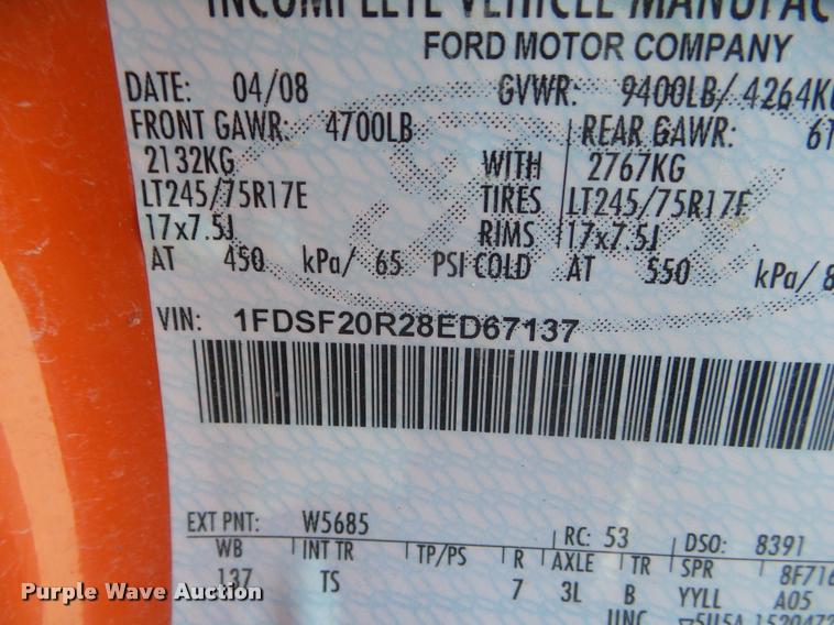 image for item DA7703 2008 Ford F250 Super Duty XL utility truck