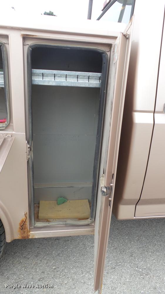 image for item DB0704 1997 Ford F250 Super Duty XL Crew Cab utility bed pickup truck