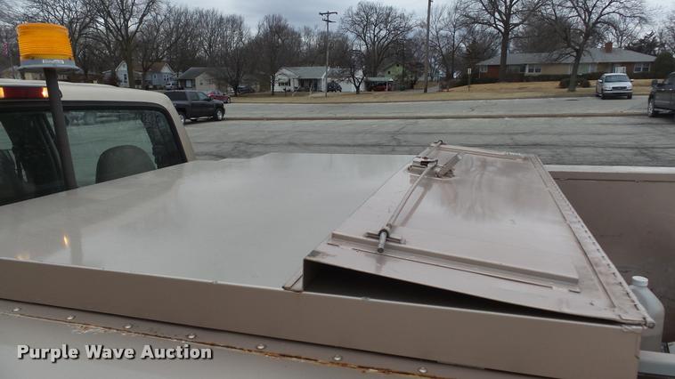 image for item DB0704 1997 Ford F250 Super Duty XL Crew Cab utility bed pickup truck