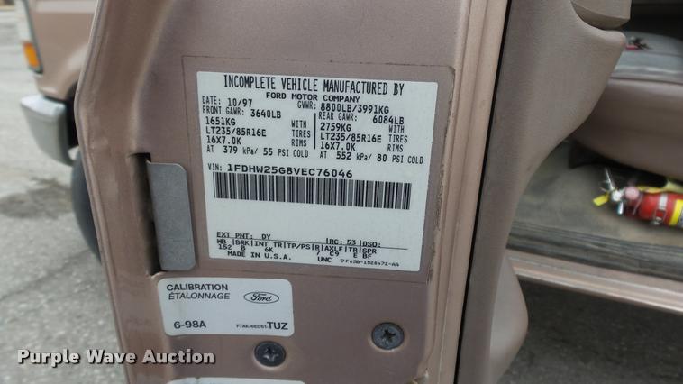 image for item DB0704 1997 Ford F250 Super Duty XL Crew Cab utility bed pickup truck