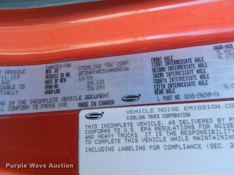 image for item K2741 2001 Sterling LT7501 dump truck