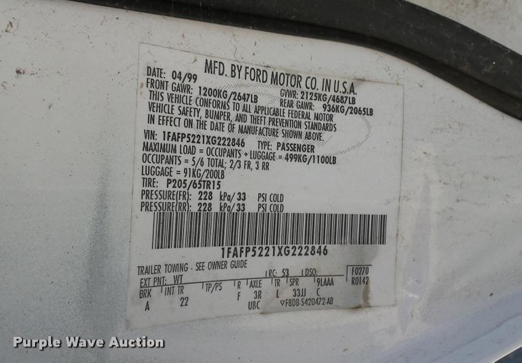 image for item L3950 1999 Ford Taurus LX