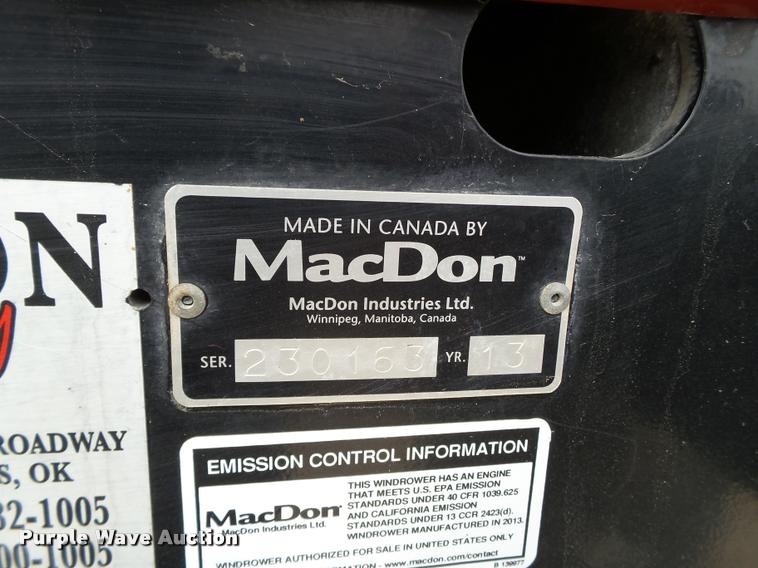 image for item L1626 2013 MacDon M205 self-propelled windrower