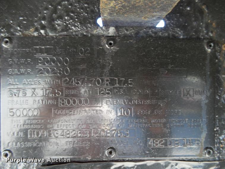 image for item DA2585 2002 Doonan 482DB146 drop deck trailer