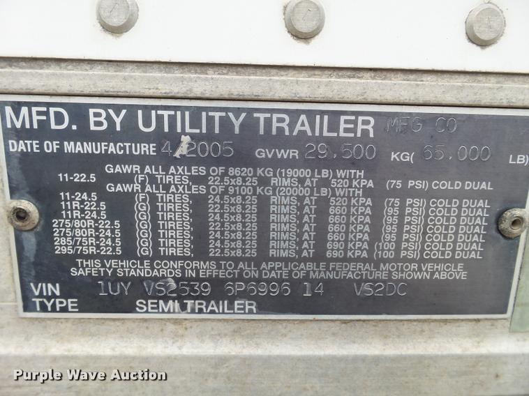 image for item DB5472 2005 Utility Trailers dry van trailer