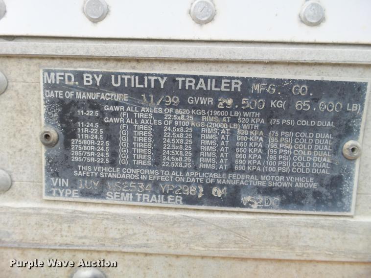 image for item DB5477 1999 Utility Trailers dry van trailer