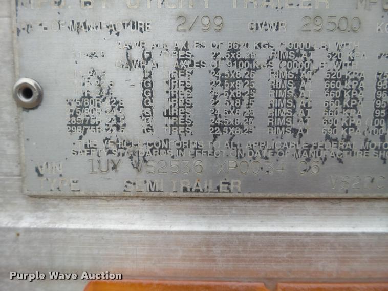 image for item DB5479 1999 Utility Trailers dry van trailer