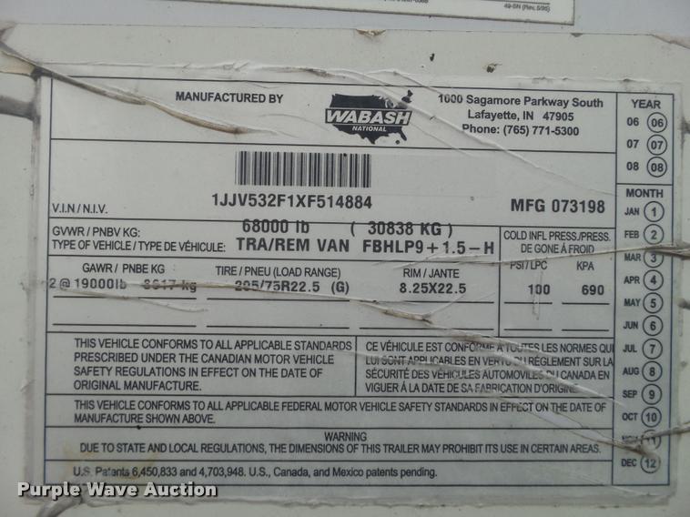 image for item DB5481 1999 Fruehauf dry van trailer
