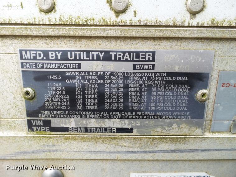 image for item DB5493 1996 Utility Trailers dry van trailer