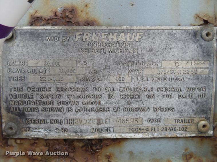 image for item DB5497 1984 Fruehauf dry van trailer