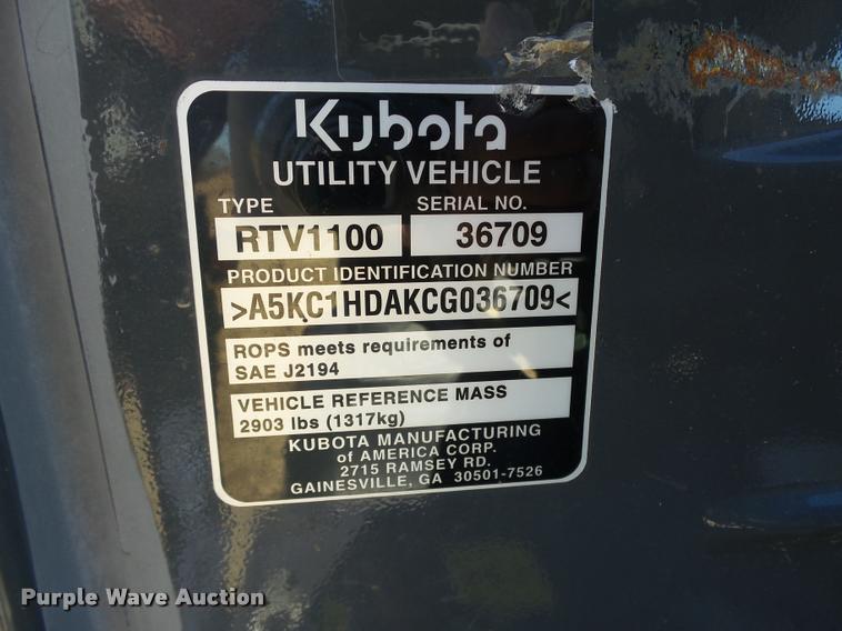 image for item AP9292 2012 Kubota RTV1100CR utility vehicle