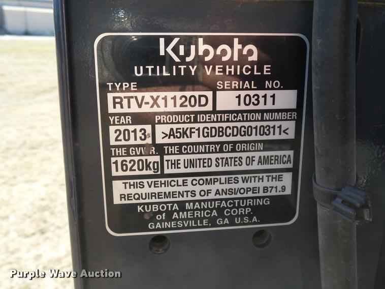 image for item AP9294 2013 Kubota RTV-X1120D utility vehicle