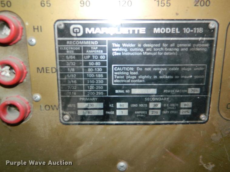 image for item BK9280 Marquette 10-118 AC welder