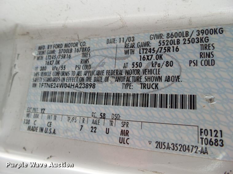 image for item CB9860 2004 Ford E250 van