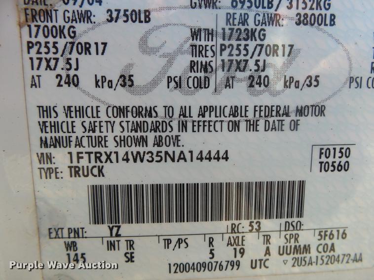 image for item DA2558 2005 Ford F150 SuperCab pickup truck