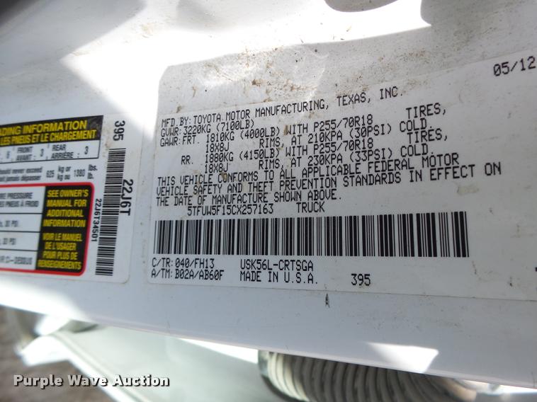 image for item DA3339 2012 Toyota Tundra Double Cab pickup truck