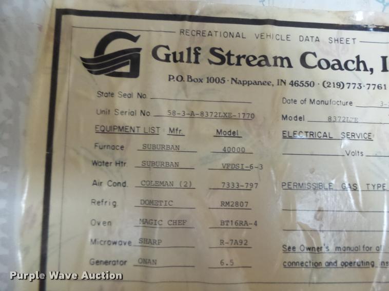 image for item DA3358 1993 Spartan Gulfstream 8372LXE RV