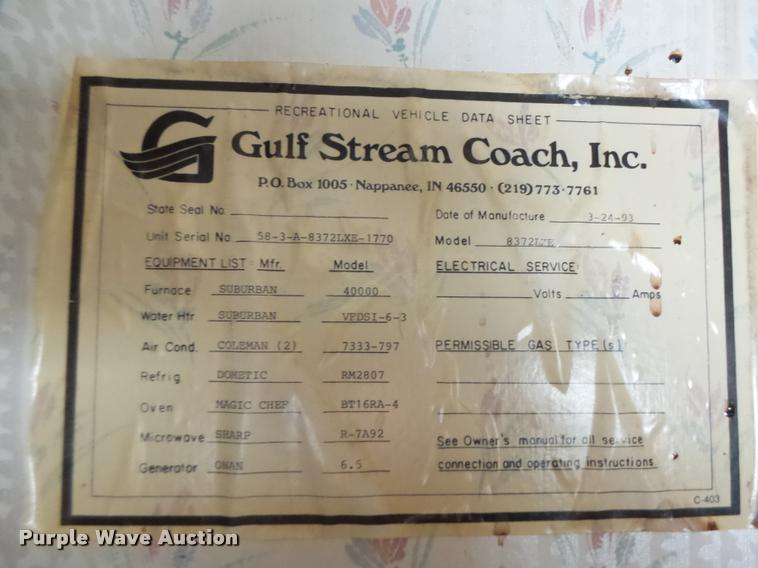 image for item DA3358 1993 Spartan Gulfstream 8372LXE RV