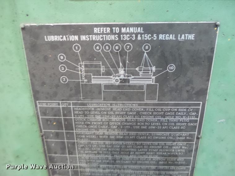 image for item DA9376 Regal 15C-5 metal lathe