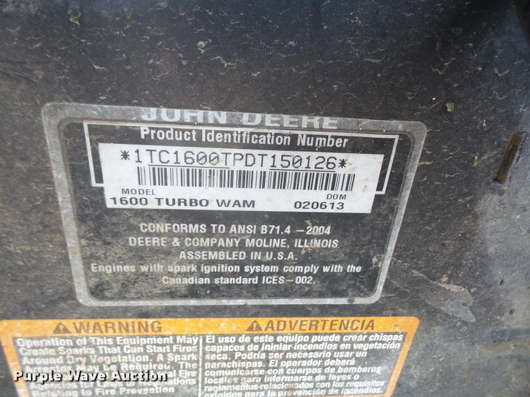 image for item DB0645 2013 John Deere 1600 Series II Turbo lawn mower