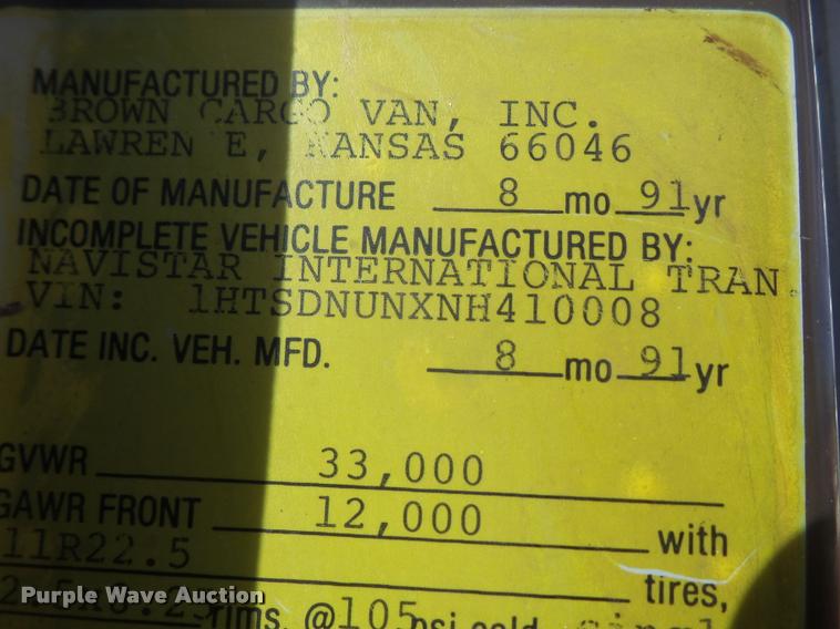 image for item DB0691 1992 International 4900 dump truck