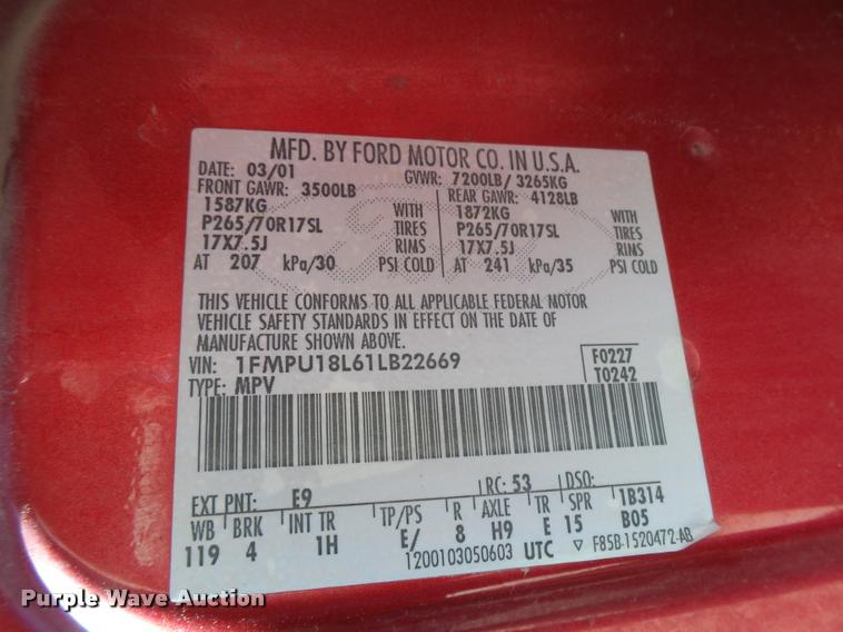 image for item DB1937 2001 Ford Expedition Eddie Bauer SUV