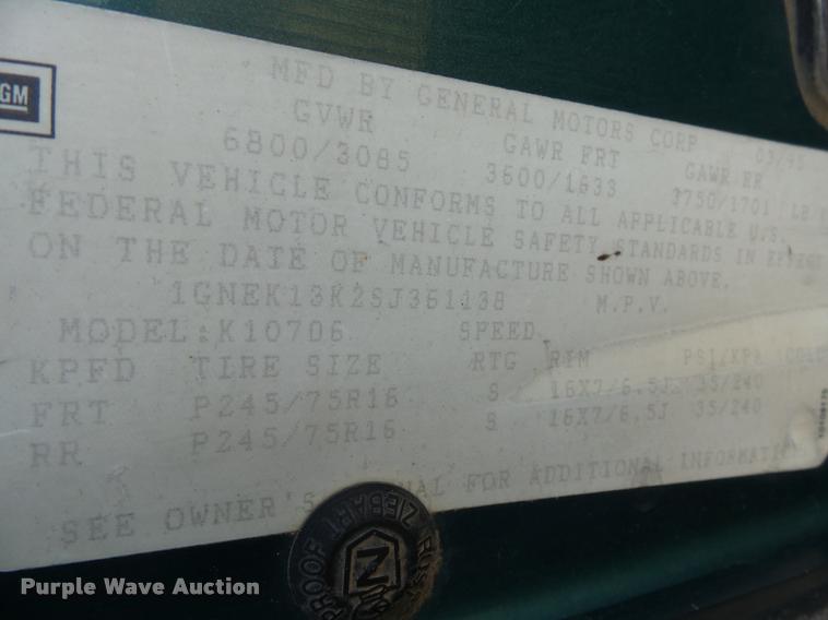 image for item DH9506 1995 Chevrolet Tahoe SUV