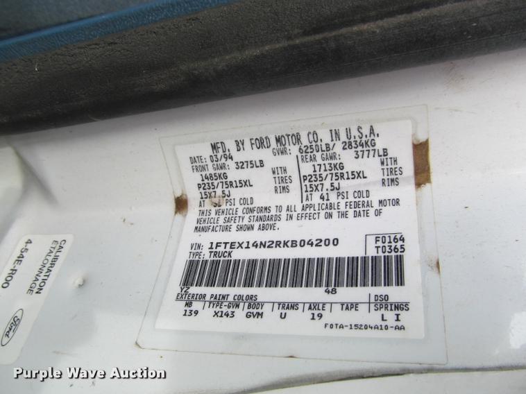 image for item K4994 1994 Ford F150 XLT SuperCab pickup truck