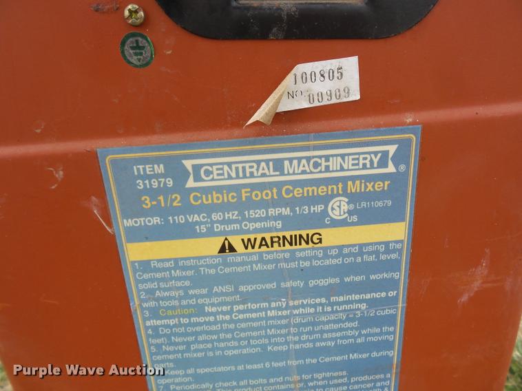 image for item L4615 Central Machinery cement mixer