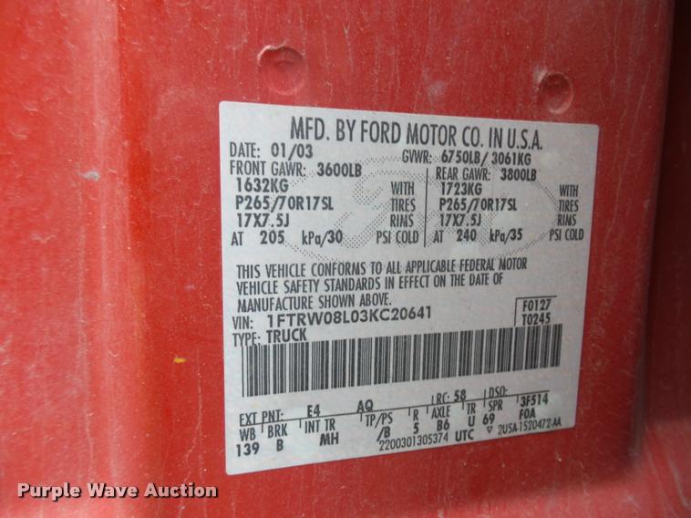 image for item L4631 2003 Ford F150 SuperCrew pickup truck