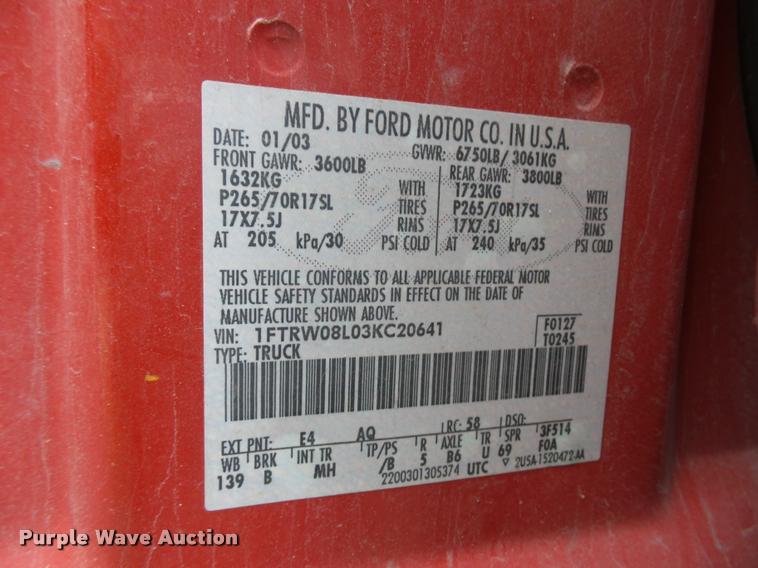 image for item L4631 2003 Ford F150 SuperCrew pickup truck