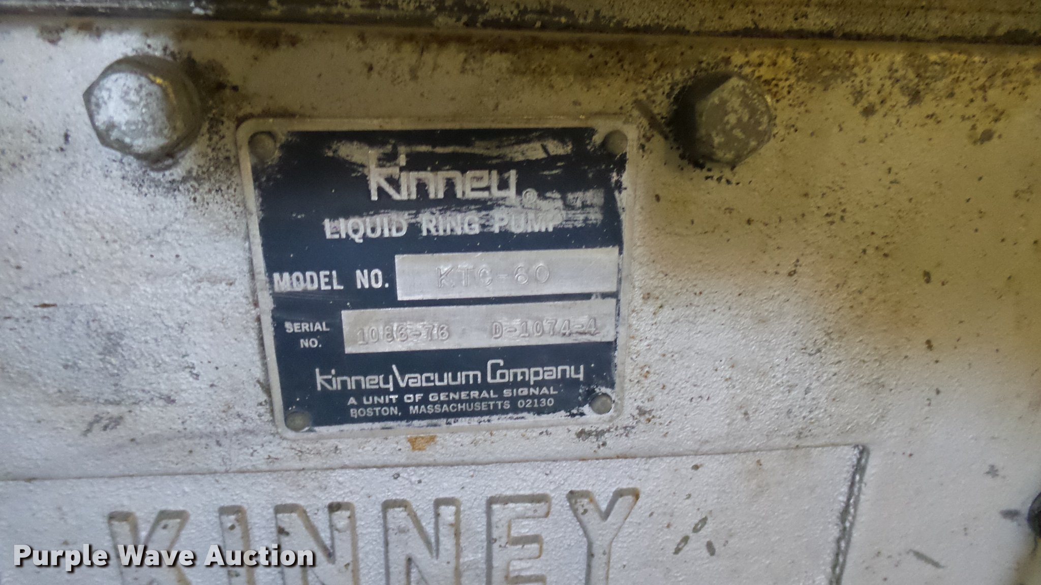 Kinney KTC60 vacuum pump in Wichita, KS Item DQ9934 sold Purple Wave