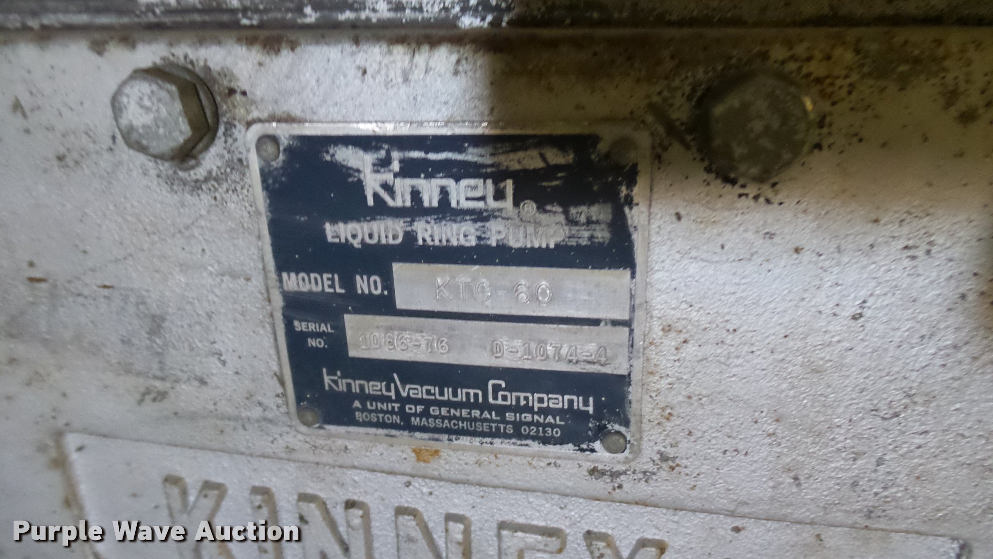 Kinney KTC60 vacuum pump in Wichita, KS Item DQ9934 sold Purple Wave