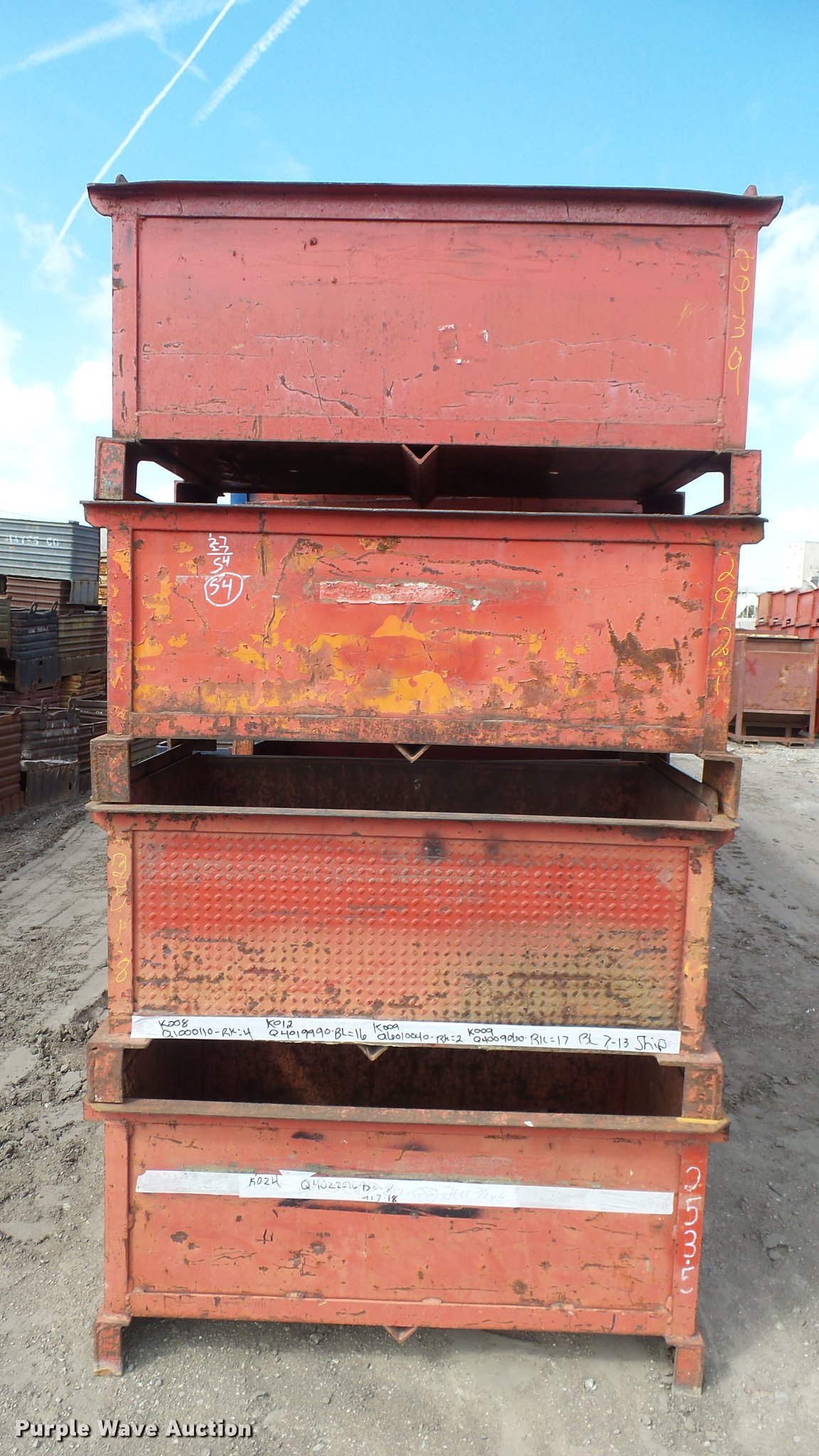 (4) steel storage bins in Wichita, KS Item DQ9974 sold Purple Wave