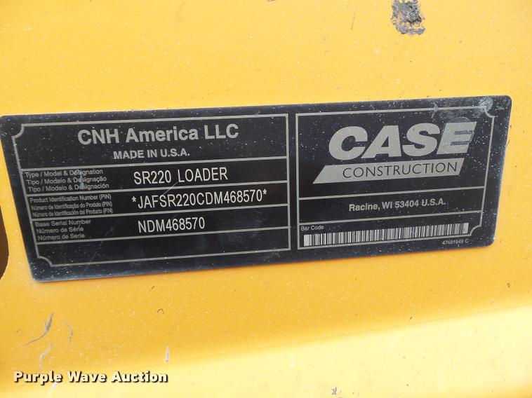 image for item CB9850 2014 Case SR220 skid steer