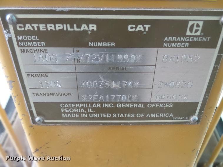 image for item DA0551 1989 Caterpillar 140G motor grader