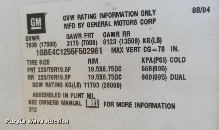 image for item DA0578 2005 Chevrolet C4500 flatbed truck