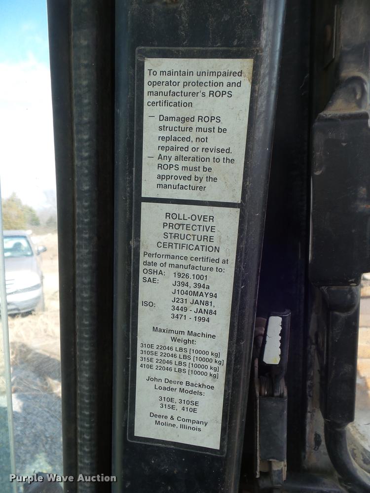 image for item DA5223 1997 John Deere 310E backhoe
