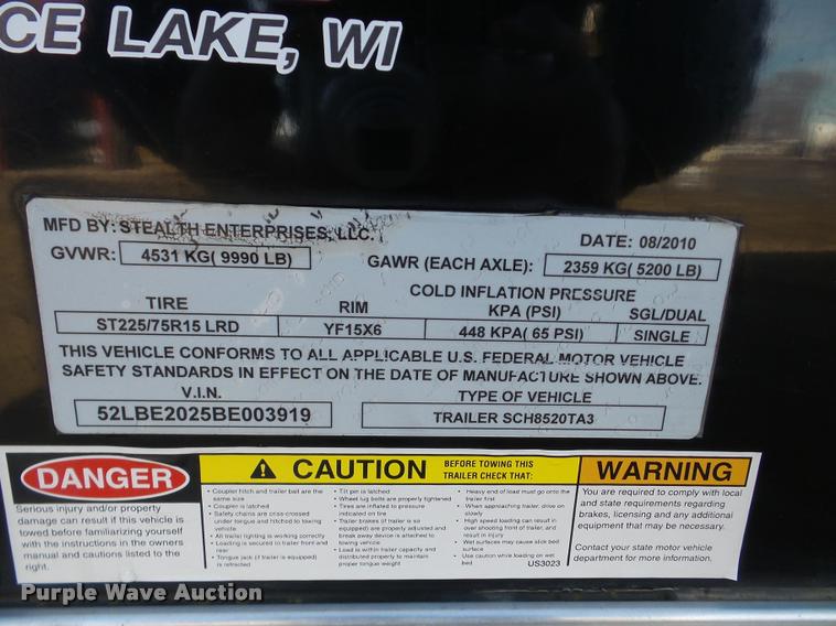 image for item DA7337 2011 Stealth Intruder enclosed cargo trailer