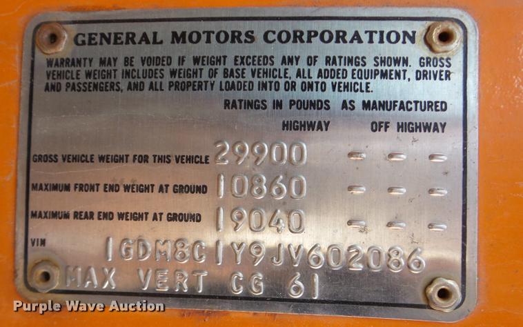 image for item DA7378 1988 GMC Brigadier dump truck