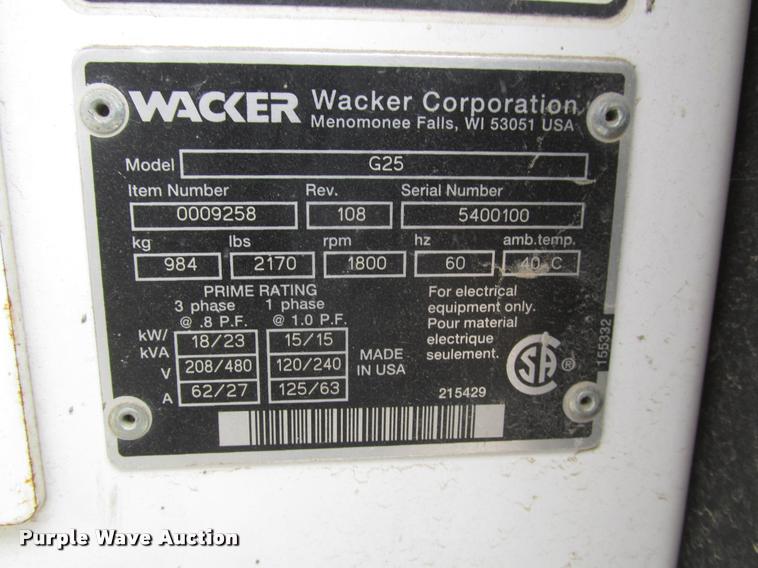 image for item DA7442 Wacker G25 generator