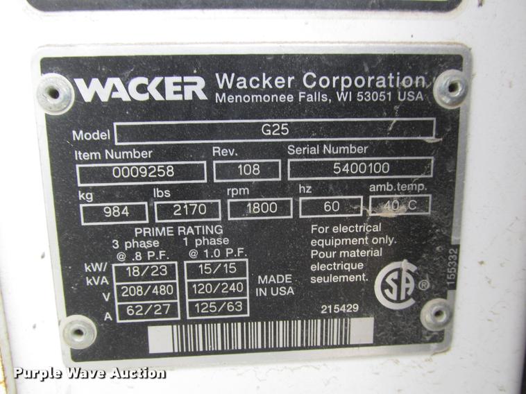 image for item DA7442 Wacker G25 generator
