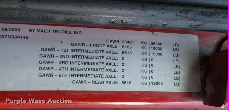 image for item DA7453 2007 Mack CTP713 dump truck